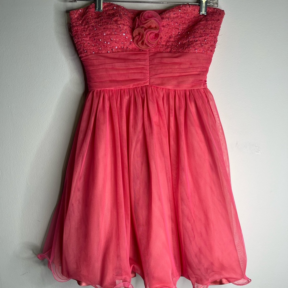 Morgan & Co Short Prom Cocktail Dress Juniors Sz 3 Pink Rhinestones
